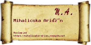 Mihalicska Arián névjegykártya